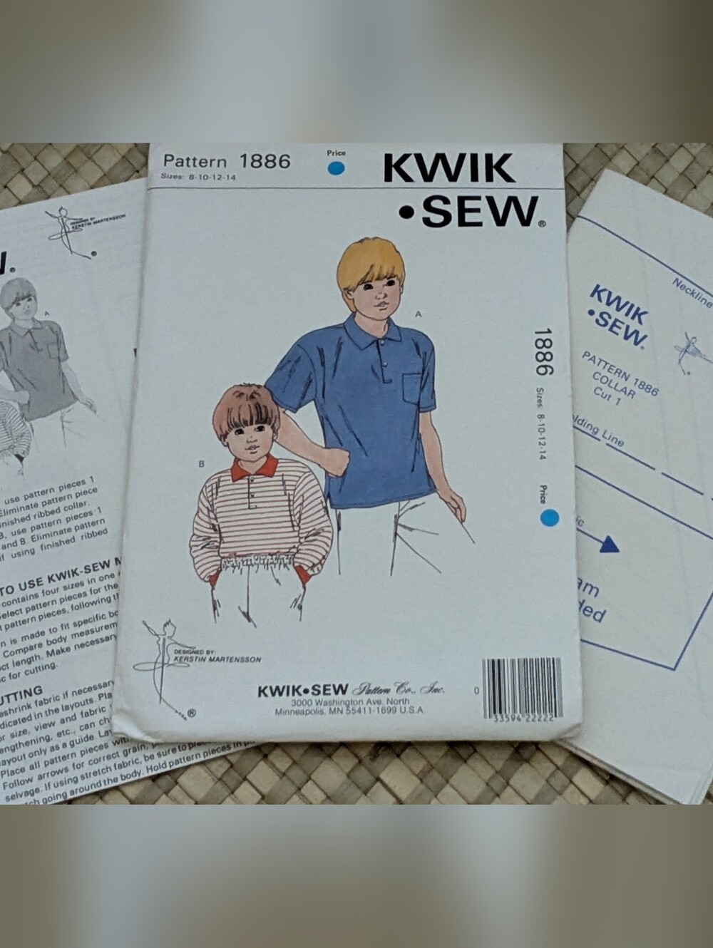 Vintage Kwik Sew Pattern 1886 from 1989 "Boy's Shirt" - Stretch Knits Only